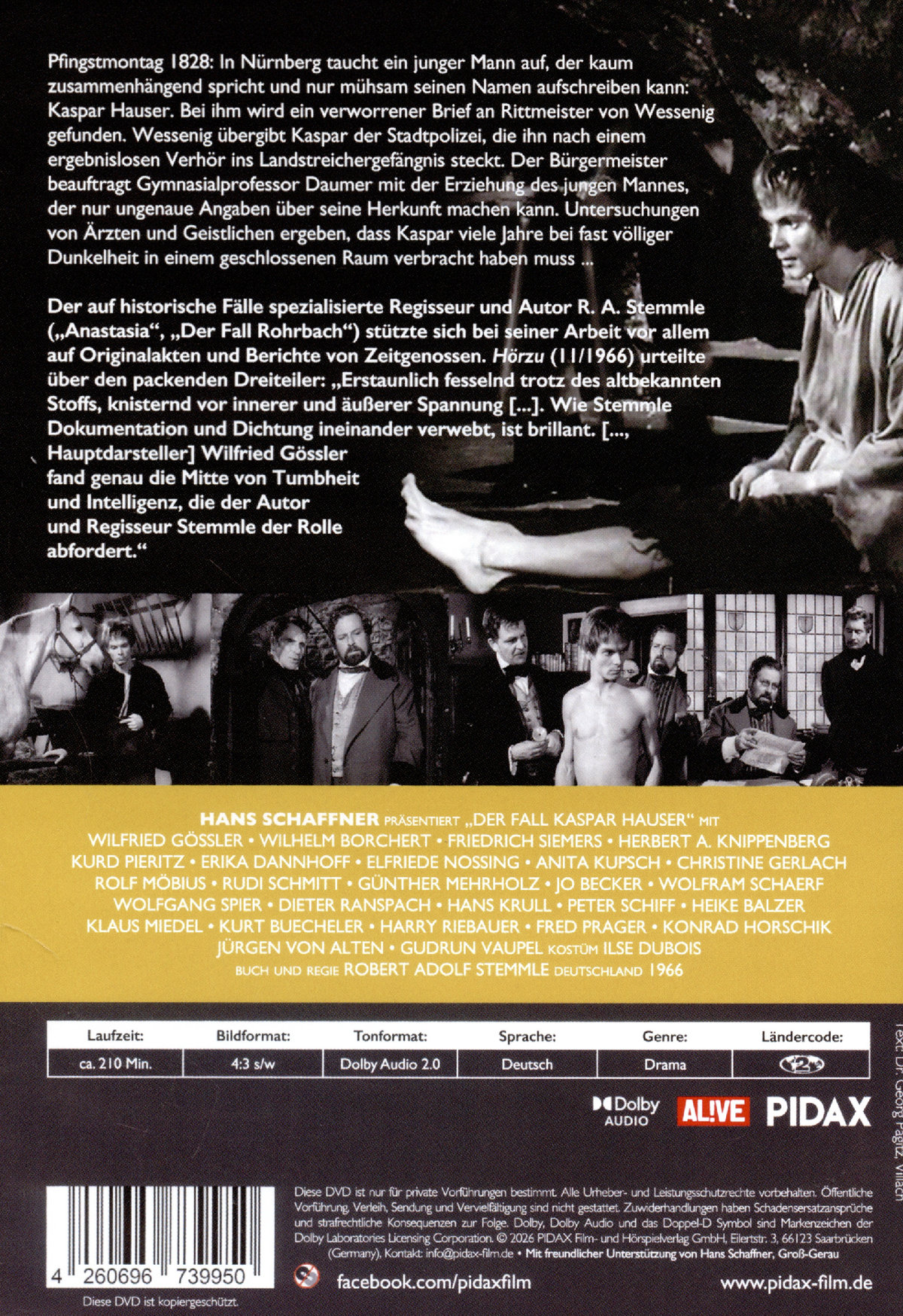 Der Fall Kaspar Hauser / Der komplette Dreiteiler über den berühmten historischen Fall (Pidax Historien-Klassiker)  (DVD)