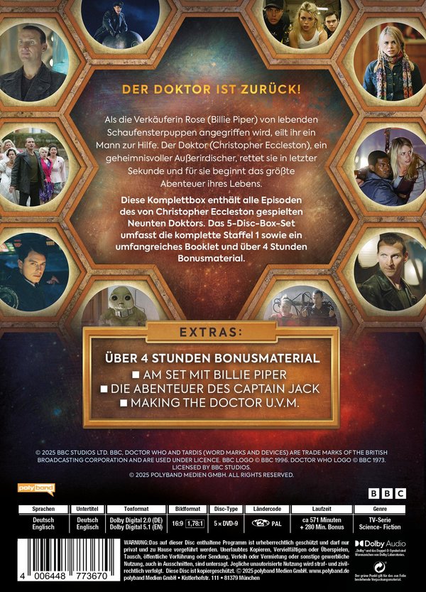 Doctor Who - Christopher Eccleston: Der komplette 9.Doktor (Staffel 1)  [5 DVDs]  (DVD)
