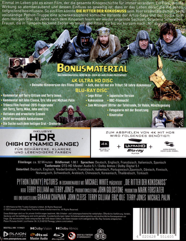 Monty Python - Die Ritter der Kokosnuss - Limitiertes Steelbook  (4K Ultra HD+Blu-ray)