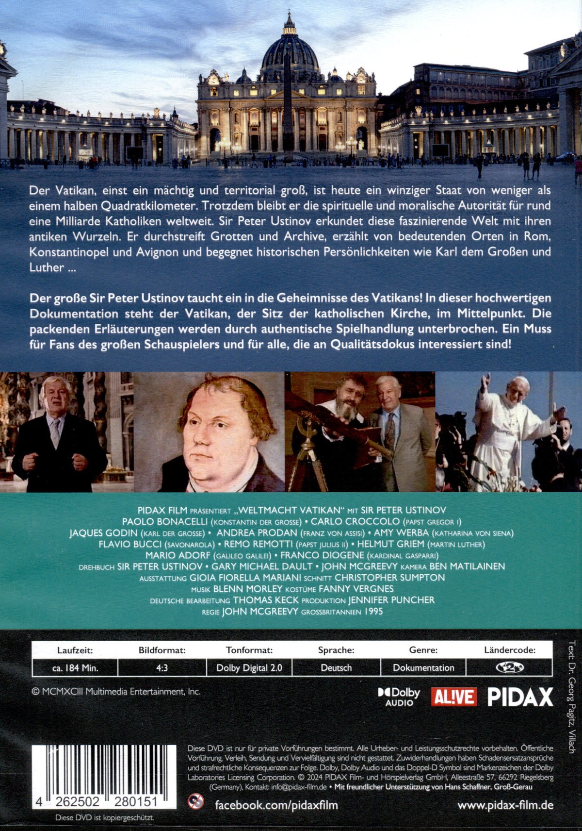 Weltmacht Vatikan - präsentiert von Sir Peter Ustinov / Die komplette 3-teilige Dokumentation präsentiert von Sir Peter Ustinov (Pidax Doku-Highlights)  [2 DVDs]  (DVD)