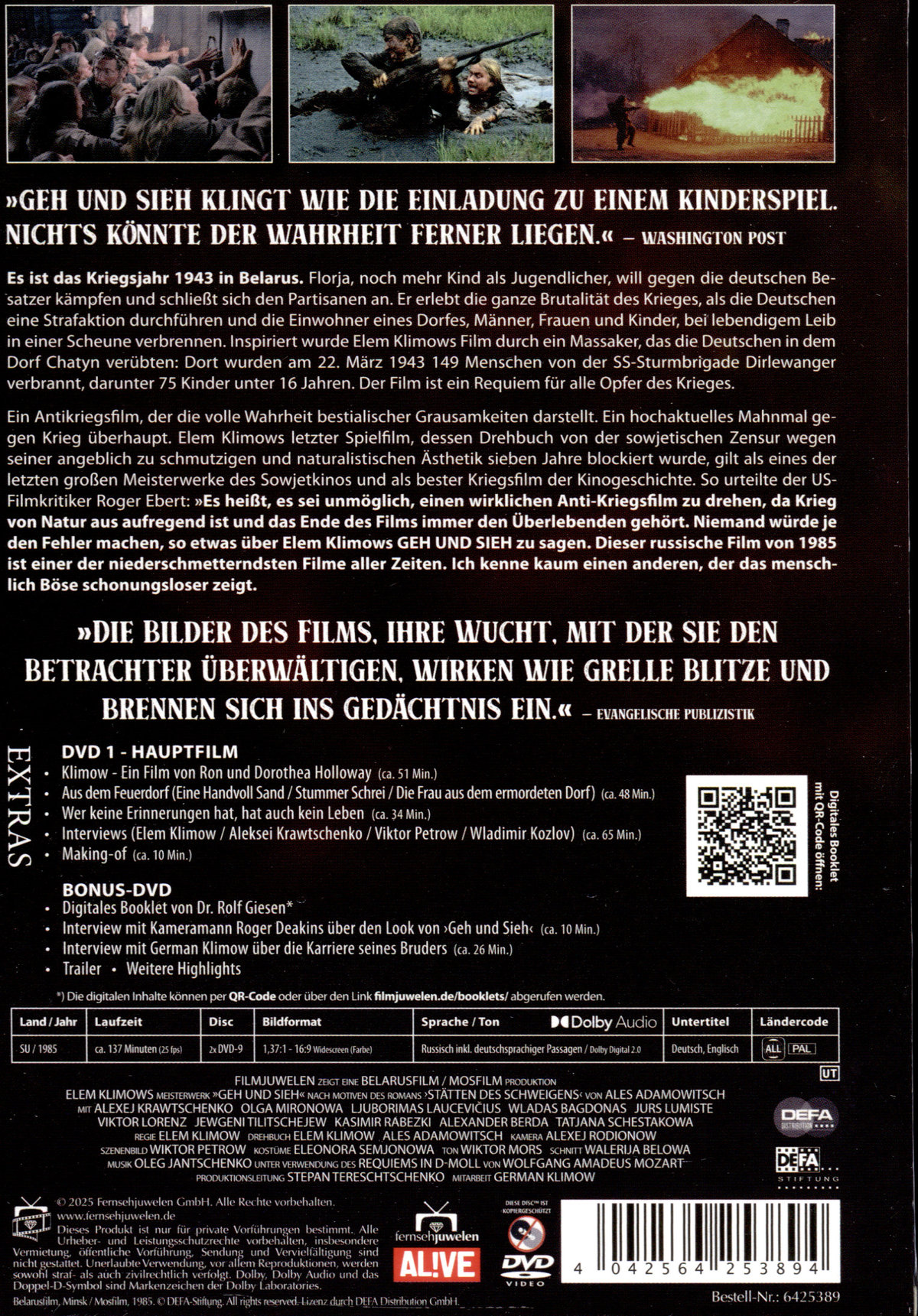 Geh und sieh (inkl. Bonus-DVD) (DEFA Filmjuwelen) (Komm und sieh)  (DVD)