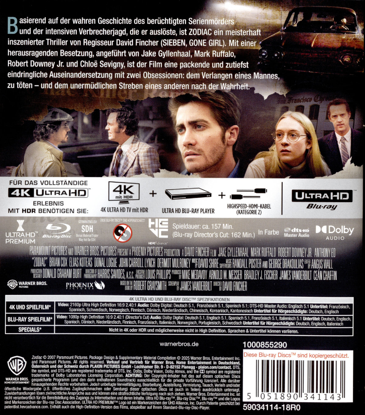 Zodiac: Die Spur des Killers  (4K Ultra HD) (+ Blu-ray)  (Blu-ray 4K Ultra HD)