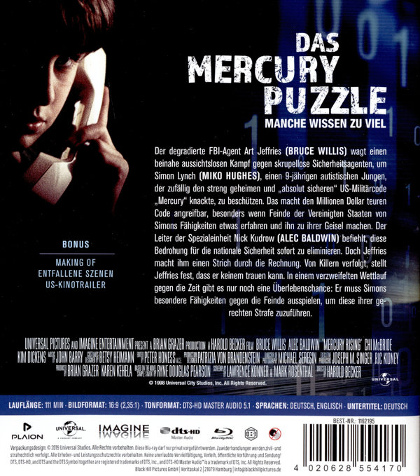 Das Mercury Puzzle  (Blu-ray Disc)