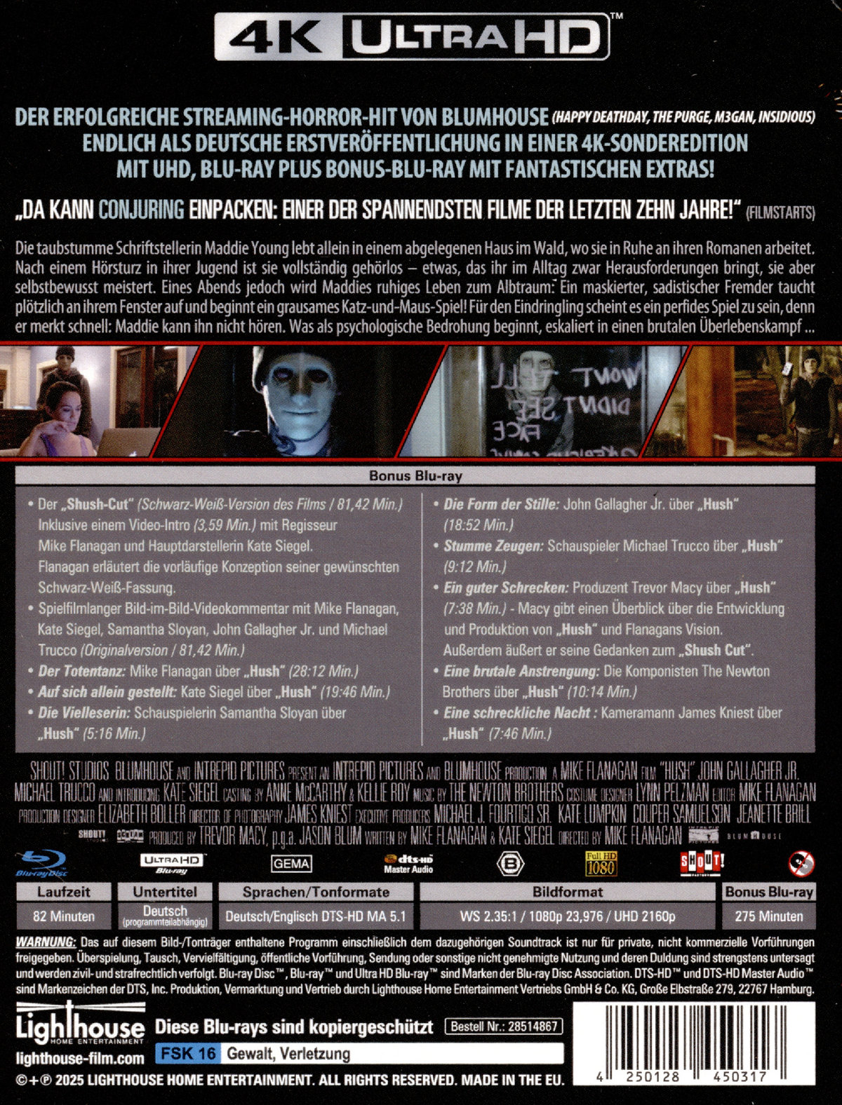 Hush - Still - Collector's Edition  (4K Ultra HD) (+ Blu-ray) (+ Bonus-Blu-ray)