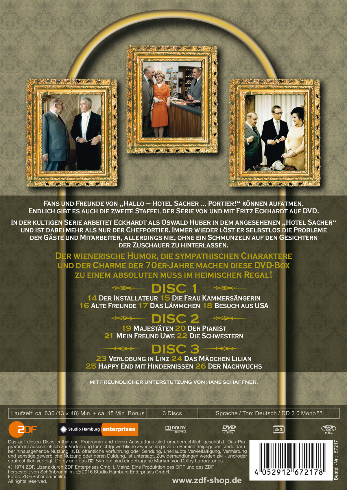 Hallo - Hotel Sacher ... Portier! - Staffel 2  [3 DVDs]  (DVD)