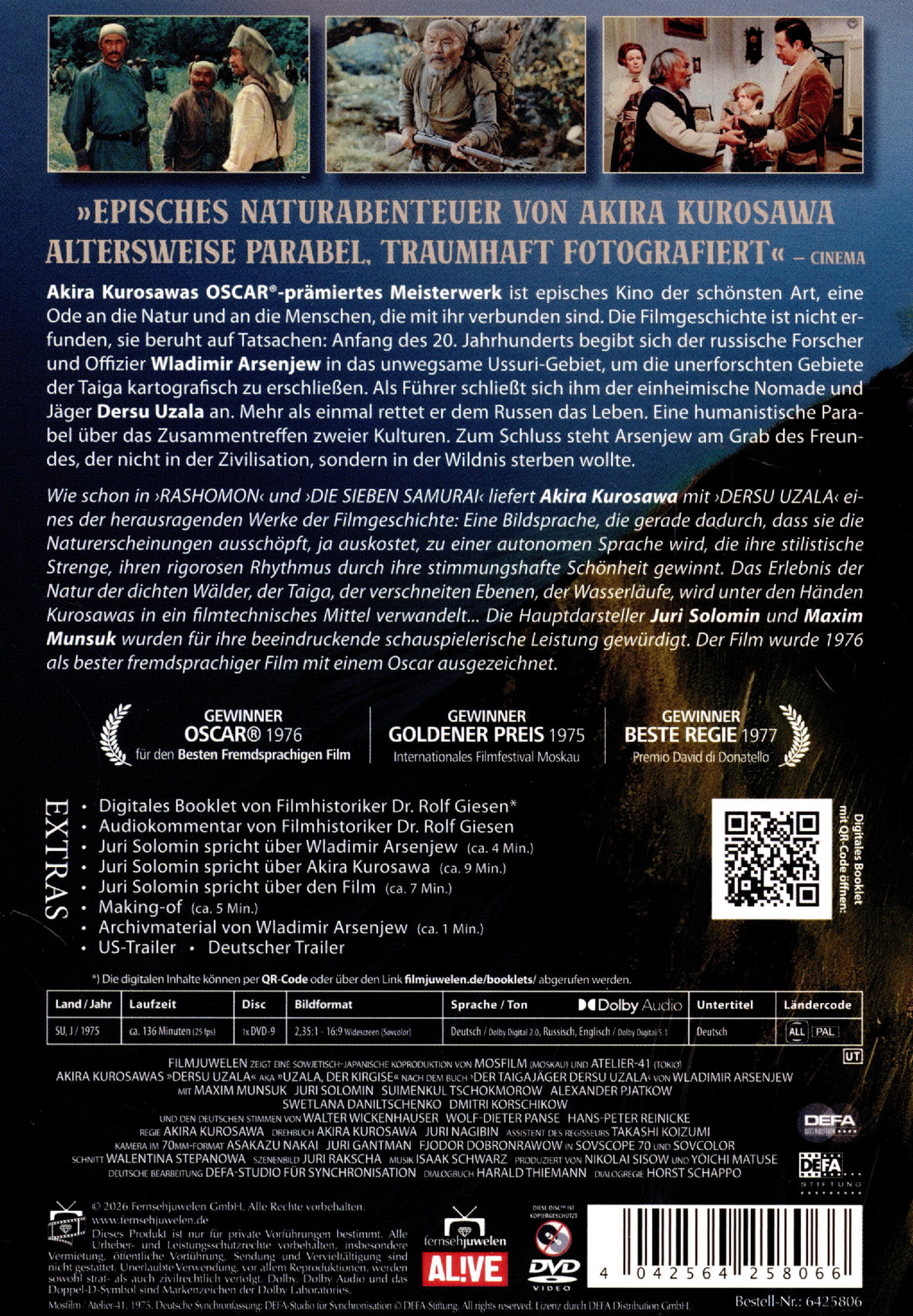 Uzala, der Kirgise - Das Oscar-prämierte Meisterwerk von Akira Kurosawa (Dersu Uzala) (DEFA Filmjuwelen)  (DVD)
