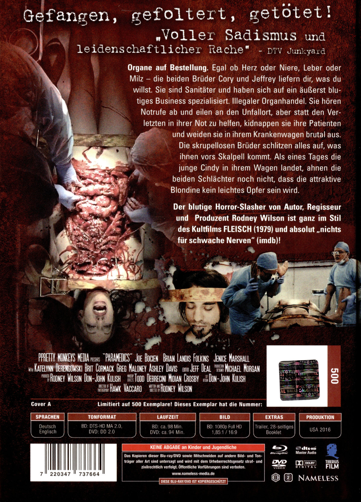 Paramedics - Slashed - Aufgeschlitzt - Uncut Mediabook Edition (DVD+blu-ray) (Cover Red)