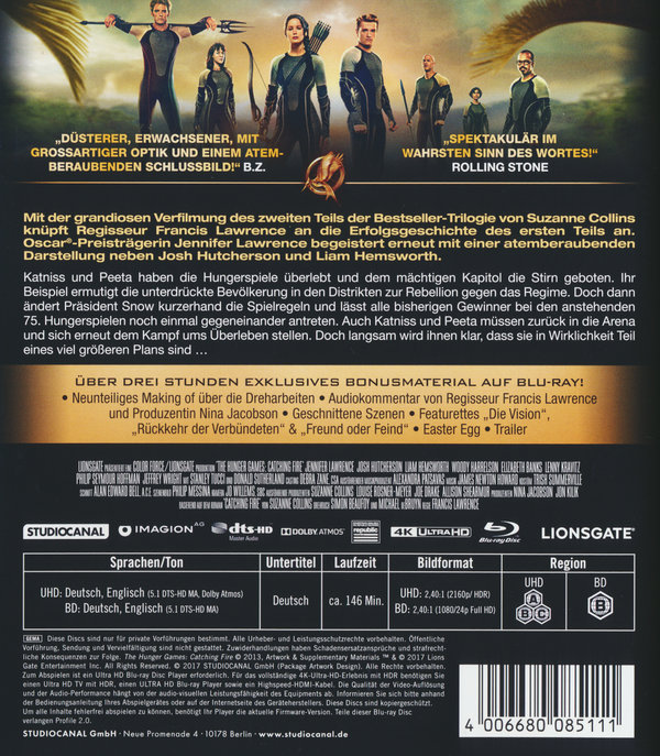 Die Tribute von Panem - Catching Fire  (4K Ultra-HD) (+ Blu-ray)