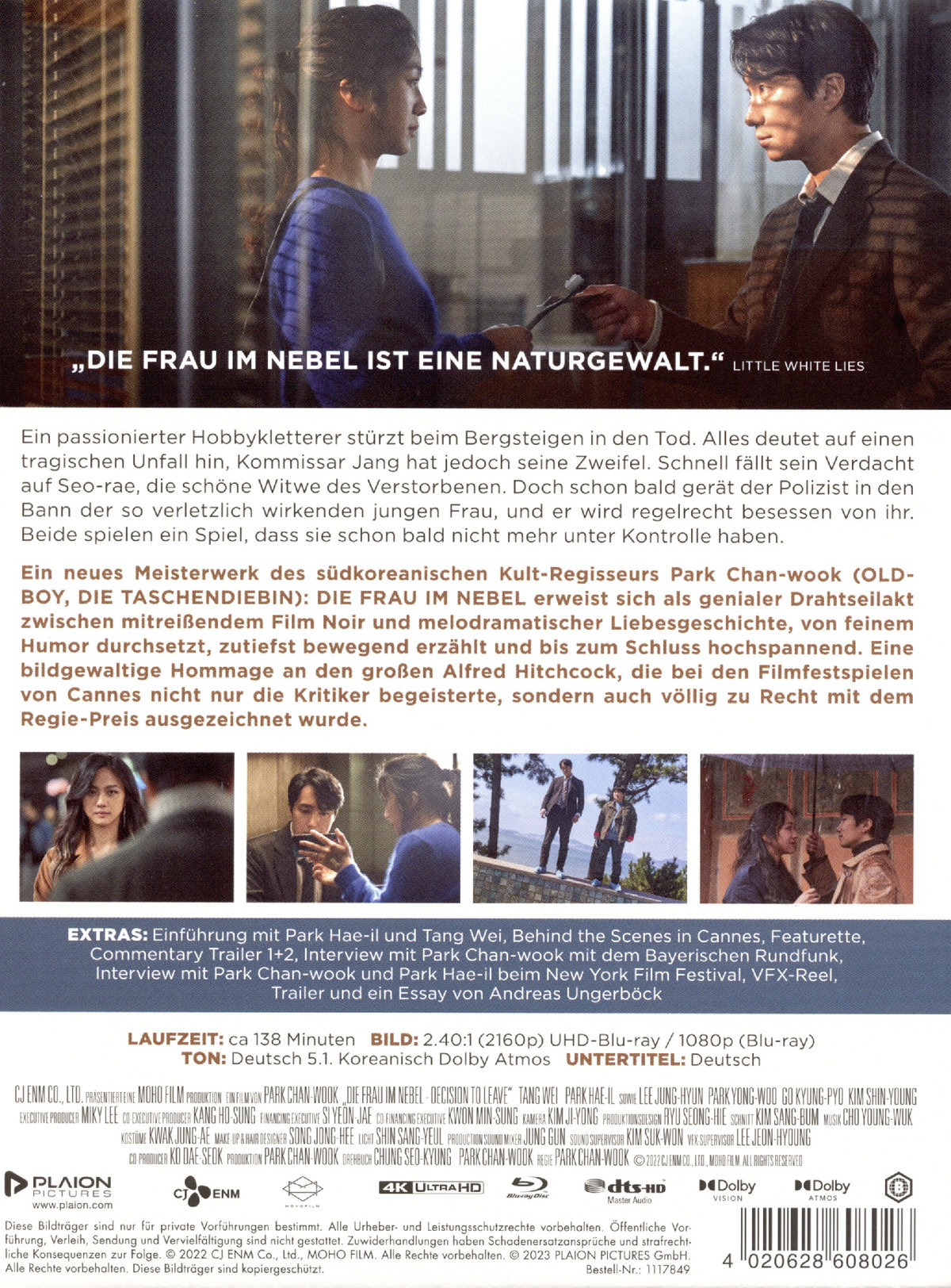Frau im Nebel, Die - Decision to Leave - Uncut Mediabook Edition (4K Ultra HD+blu-ray) (B)