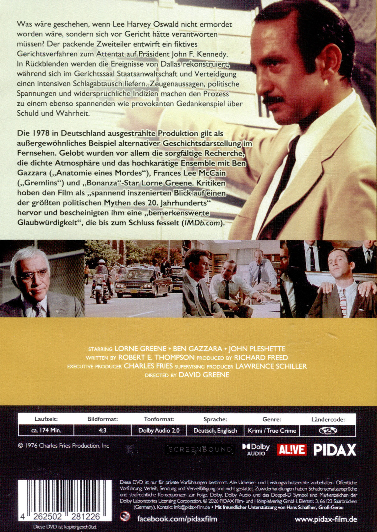 Wer erschoss John F. Kennedy? (The Trial of Lee Harvey Oswald) / Der komplette Zweiteiler über das Kennedy-Attentat mit „Bonanza“-Star Lorne Greene (Pidax Historien-Klassiker)  (DVD)