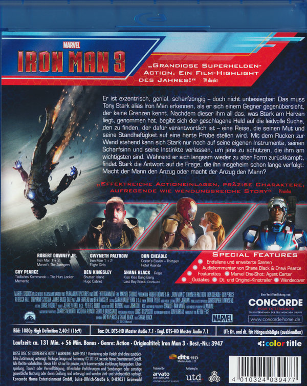 Iron Man 3 (blu-ray)