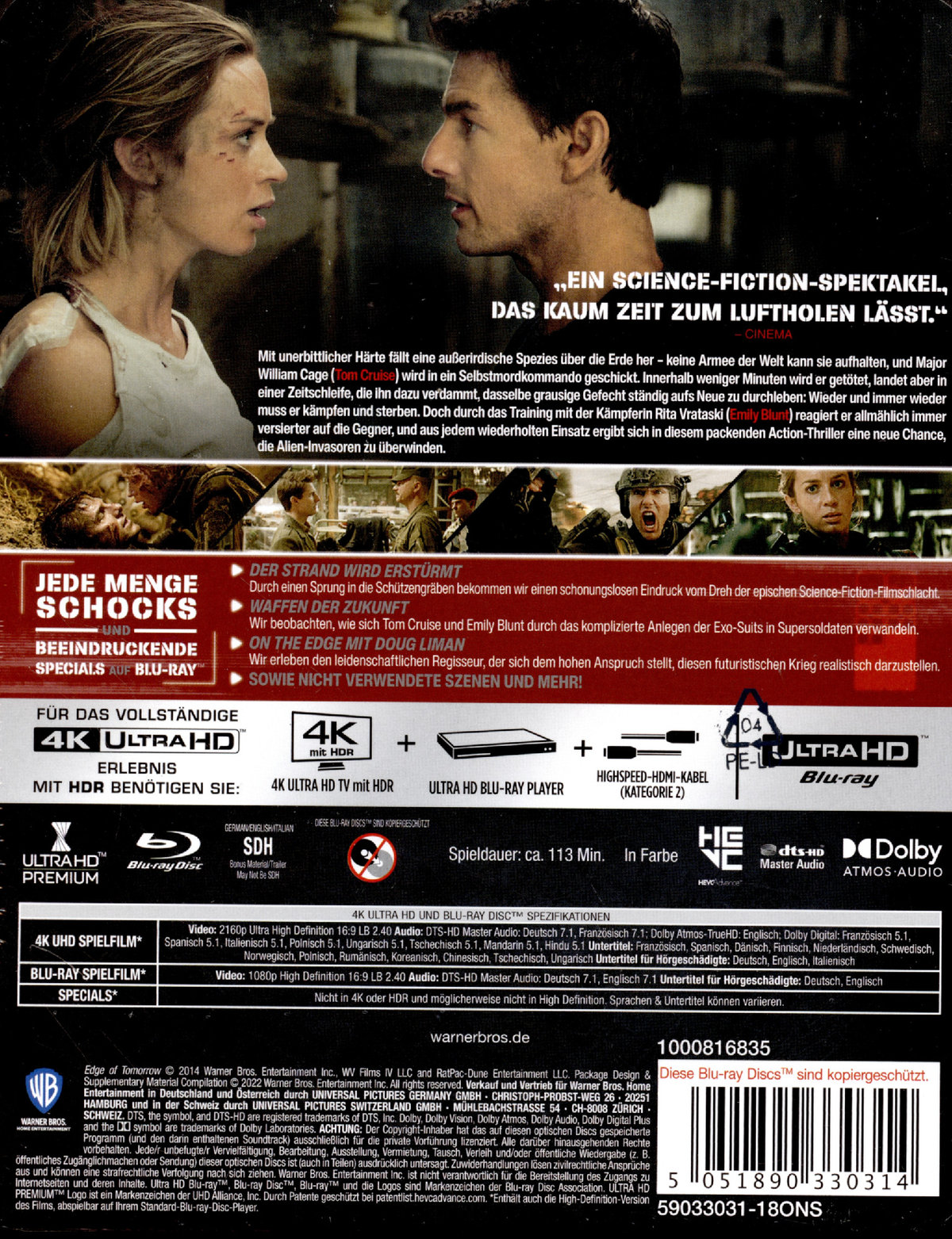 Live Die Repeat: Edge of Tomorrow - Limited Steelbook  (4K Ultra HD+Blu-ray) (Reprint)