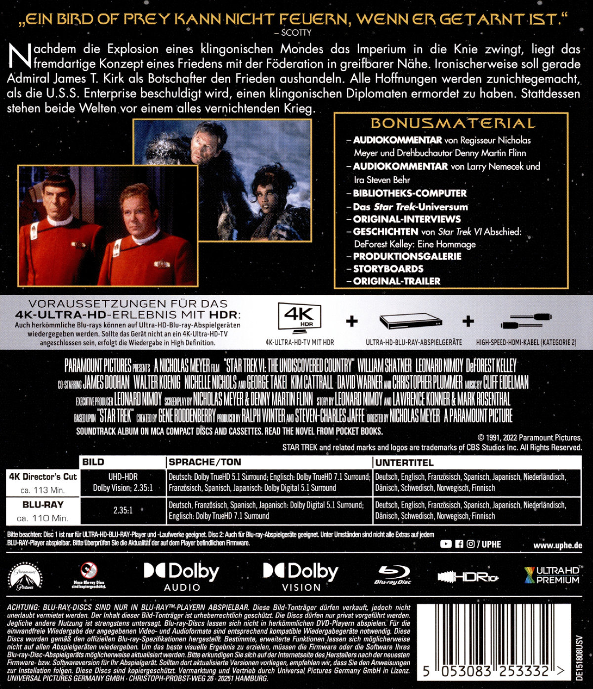 Star Trek 6 - Das unentdeckte Land (4K Ultra HD)