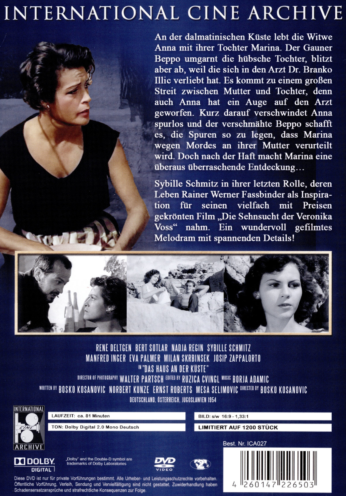 Das Haus an der Küste (1954) - Deutsche DVD-Premiere -  Ein Film von Bosko Kosanovic mit Sybille Schmitz und René Deltgen - Limited Edition  (DVD)