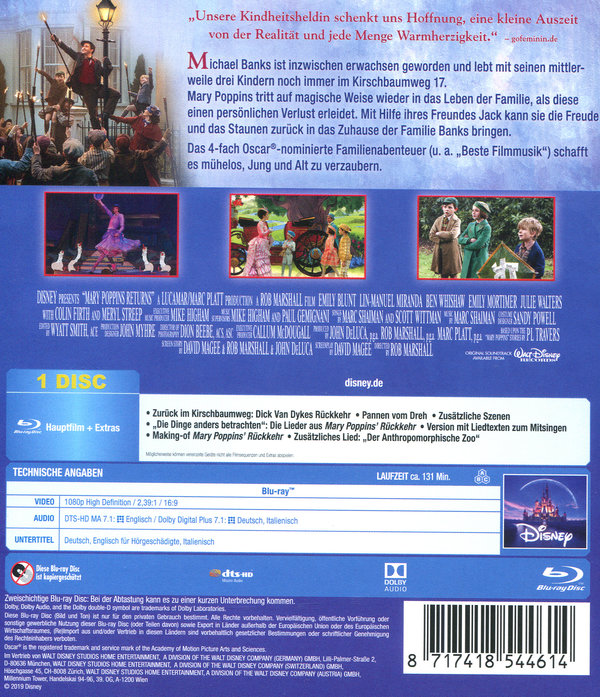 Mary Poppins Rückkehr (blu-ray)