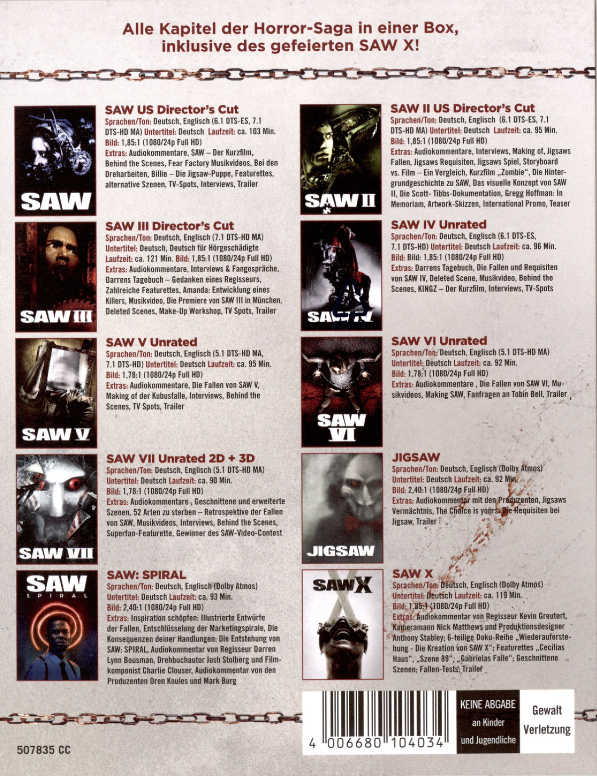 Saw 1-10 (Saw X) - Uncut Gesamtedition  (blu-ray)