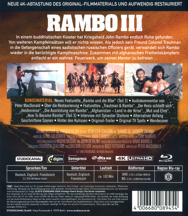 Rambo 3 - Uncut (4K Ultra HD)