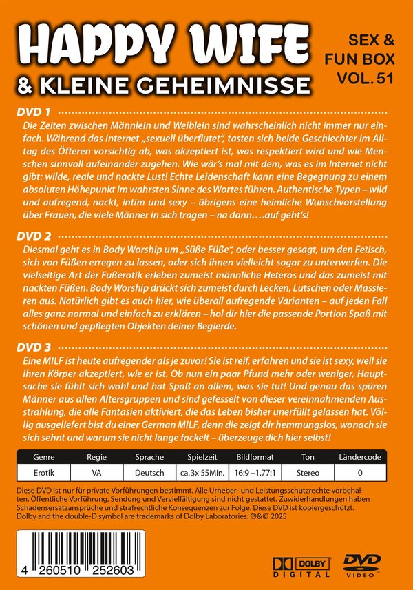Happy Wife und kleine Geheimnisse - Sex & Fun-Box Vol. 51  [3 DVDs]  (DVD)